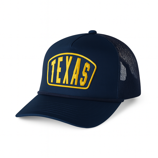Texas Ambassador Patch Vintage Rope Trucker Cap- Navy Blue