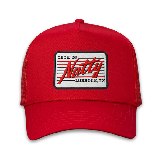 Tech '26 Natty Patch Vintage Rope Trucker Cap- Red