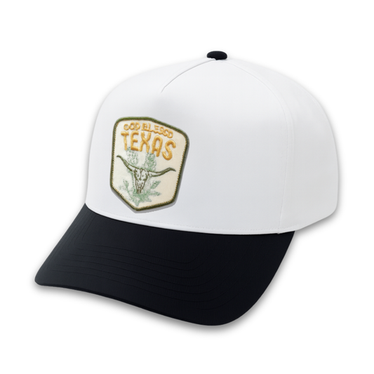 Skull and Bonnets Patch Classic Ball Cap- Black and White