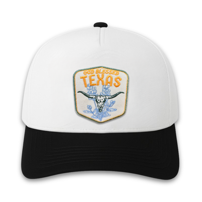 Skull and Bonnets Patch Classic Ball Cap- Black and White