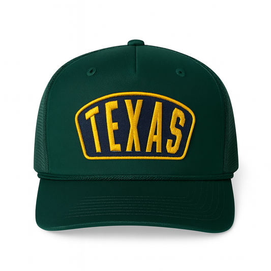 Texas Ambassador Patch Vintage Rope Trucker Cap- John Deere Green
