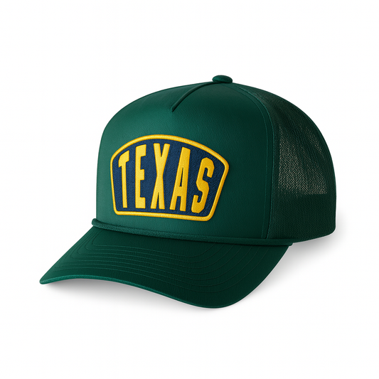 Texas Ambassador Patch Vintage Rope Trucker Cap- John Deere Green