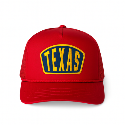 Texas Ambassador Patch Vintage Rope Trucker Cap- Classic Red