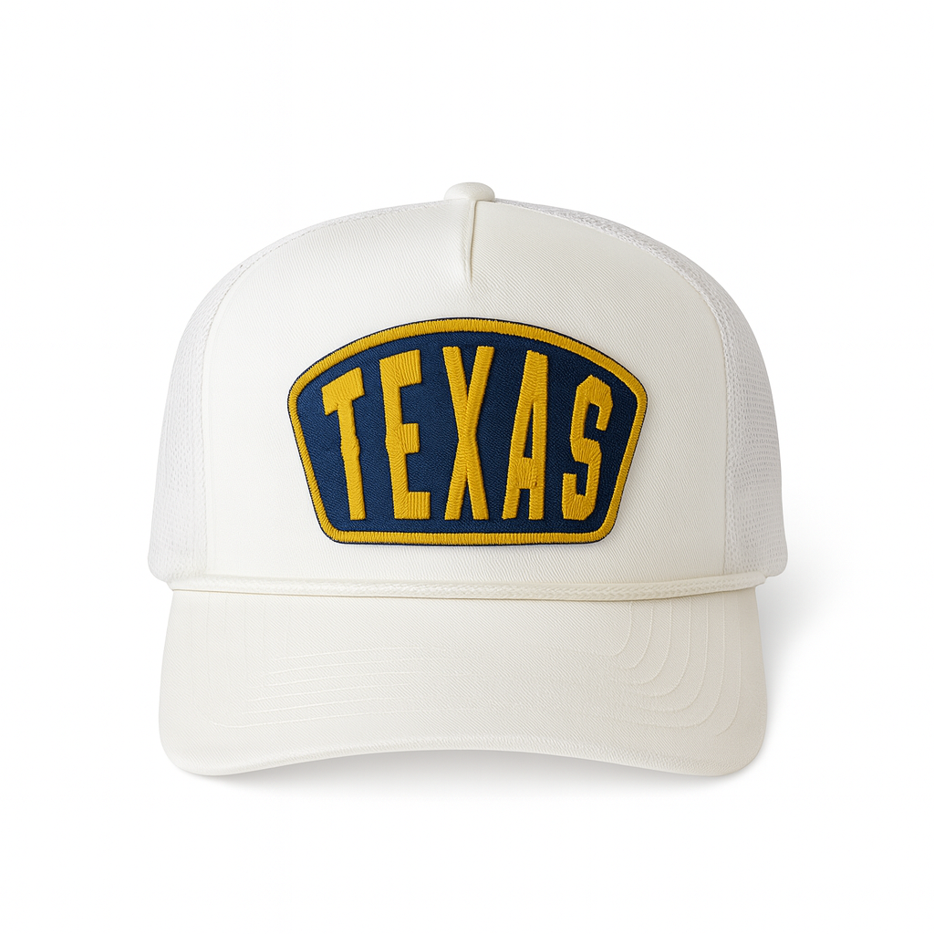 Texas Ambassador Patch Vintage Rope Trucker Cap- White