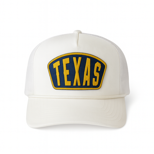 Texas Ambassador Patch Vintage Rope Trucker Cap- White