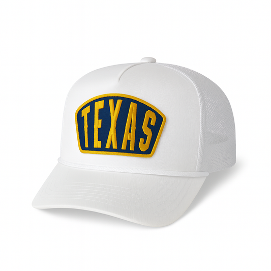 Texas Ambassador Patch Vintage Rope Trucker Cap- White
