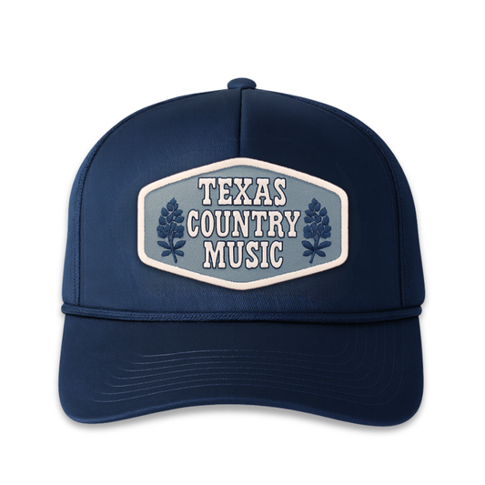 Texas Country Music Patch Vintage Rope Trucker Cap- Navy