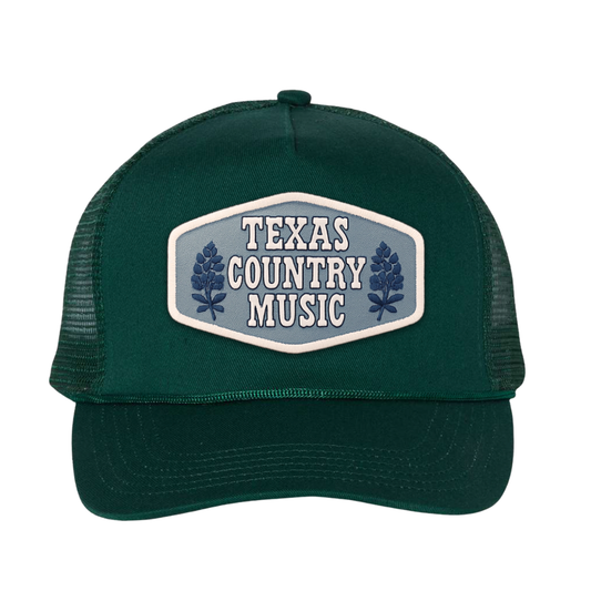 Texas Country Music Patch Vintage Rope Trucker Cap- John Deere Green