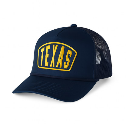 Texas Ambassador Patch Vintage Rope Trucker Cap- Navy Blue